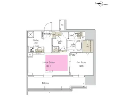 アーバネックス本町(1LDK/14階)の間取り写真