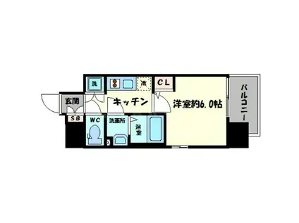 エスリード心斎橋イースト(1K/4階)の間取り写真