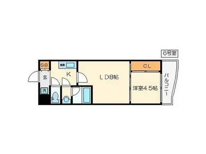 エグゼ難波東(2K/3階)の間取り写真