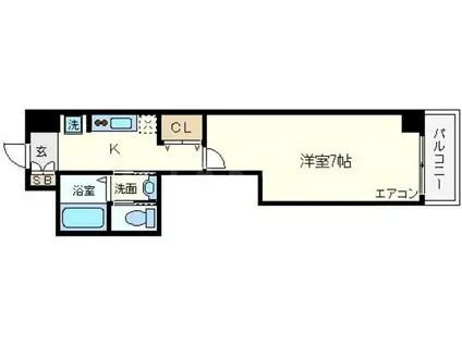 CQレジデンス大阪ウエスト(1K/7階)の間取り写真