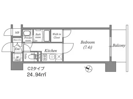 エスリード中之島クロスゲート(1K/6階)の間取り写真