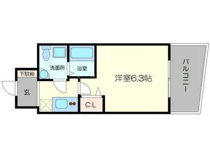 セレニテ江坂ルフレ(1K/6階)の間取り写真