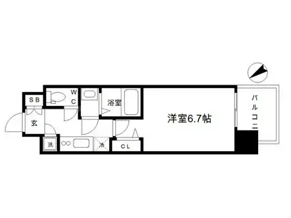 レジュールアッシュ中之島サウス(1K/8階)の間取り写真