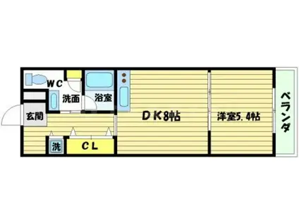 阪急電鉄千里線 千里山駅 徒歩7分 5階建 築57年(1DK/2階)の間取り写真