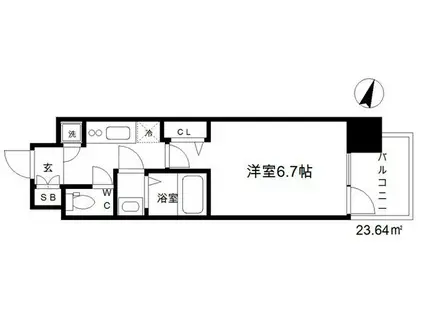 レジュールアッシュ中之島サウス(1K/8階)の間取り写真