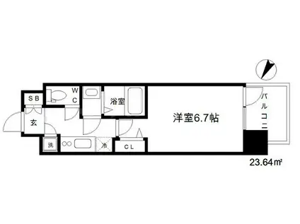 レジュールアッシュ中之島サウス(1K/12階)の間取り写真