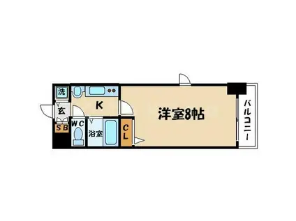 プレサンス本町リアルシティ(1K/3階)の間取り写真