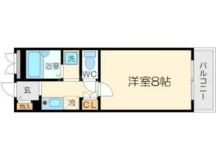 グランベイ豊新(1K/4階)の間取り写真