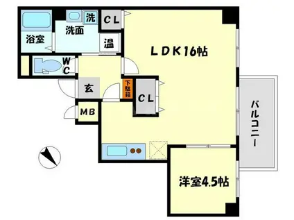 クレシアコート島田(1LDK/3階)の間取り写真