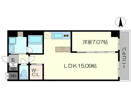 プレジオ本町(1LDK/4階)の間取り写真