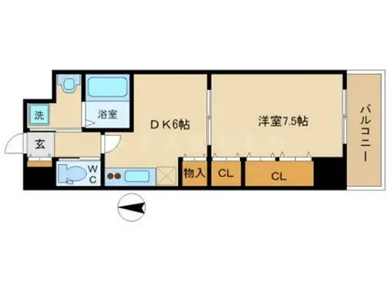 BELLフォレスト鶴見(1DK/2階)の間取り写真