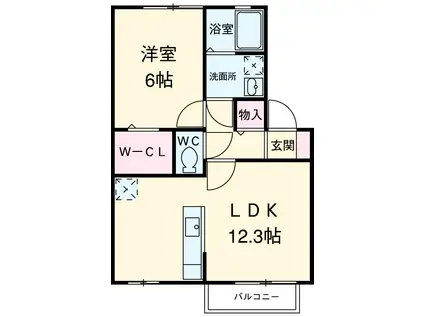 ウィルコート山腰(1LDK/1階)の間取り写真