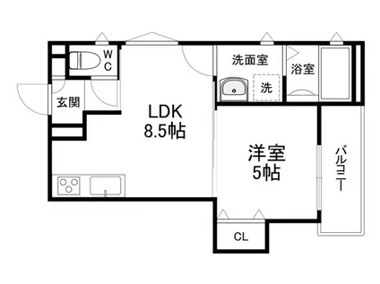 クリエオーレ茨田大宮Ⅳ(1LDK/2階)の間取り写真