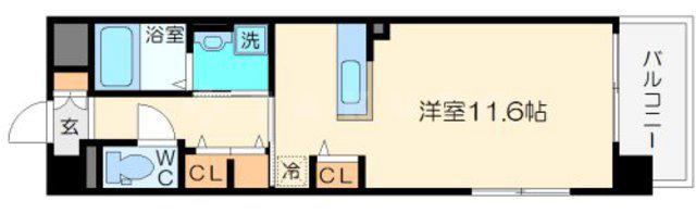 ルミナス上新庄(ワンルーム/6階)の間取り写真