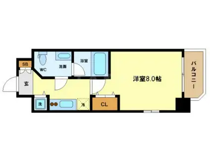 アーデン京町堀ウエスト(1K/3階)の間取り写真