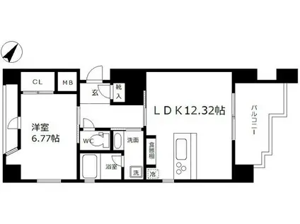 SHUNKI江戸堀(1LDK/2階)の間取り写真