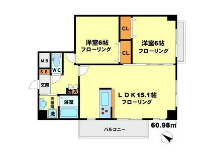 アンフィニX(2LDK/5階)の間取り写真