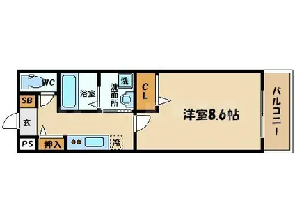 ディア・クオーレ鴫野(1K/3階)の間取り写真