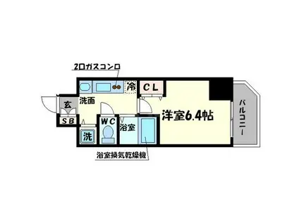 プレサンス心斎橋ラヴィ(1K/2階)の間取り写真