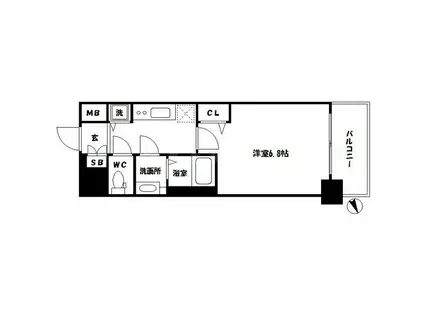 プレサンス立売堀パークシティ(1K/4階)の間取り写真