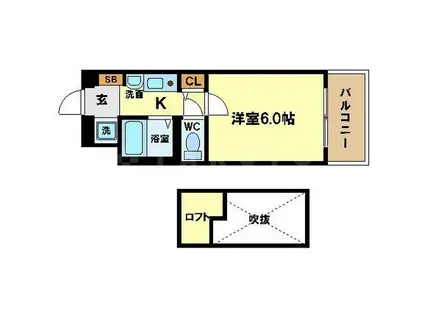 エステムコート大阪・中之島南(1K/7階)の間取り写真