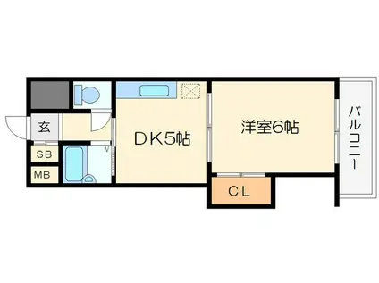 上新庄グランドハイツ北(1DK/5階)の間取り写真