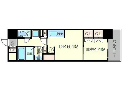 コンフォリア北堀江一丁目(1DK/13階)の間取り写真