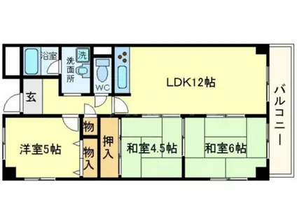 ドミール桃山台2(3LDK/1階)の間取り写真