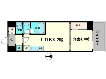 ブエナビスタ桜ノ宮イースト(1LDK/8階)の間取り写真