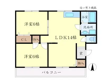 泉ヶ丘旭マンション(2LDK/2階)の間取り写真