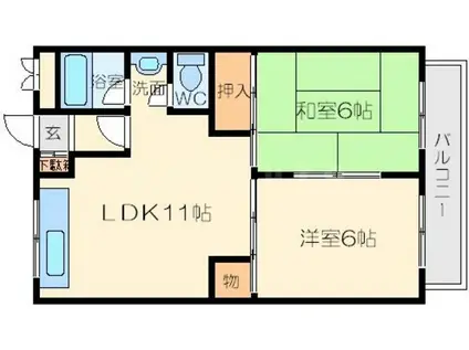 第5マンション北栄(2DK/3階)の間取り写真