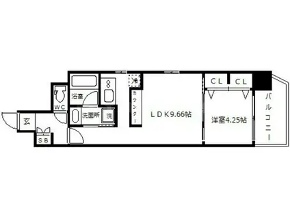 ラクラス江戸堀(1LDK/8階)の間取り写真