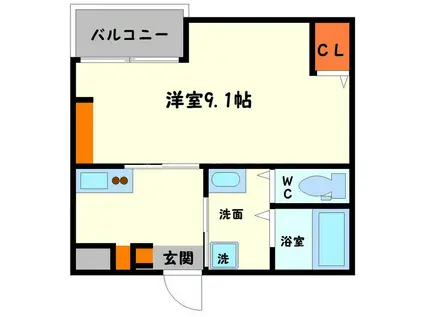 エヌエムキャラントユイットサウス(1K/2階)の間取り写真