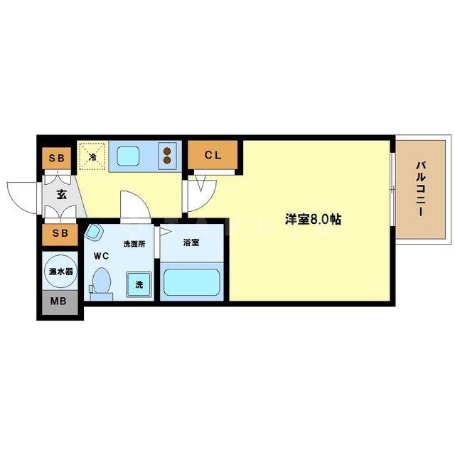 ザパーククロス阿波座(1K/8階)の間取り写真