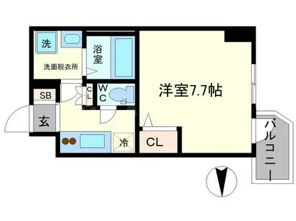 LA DOUCEUR江坂Ⅱ(1K/7階)の間取り写真