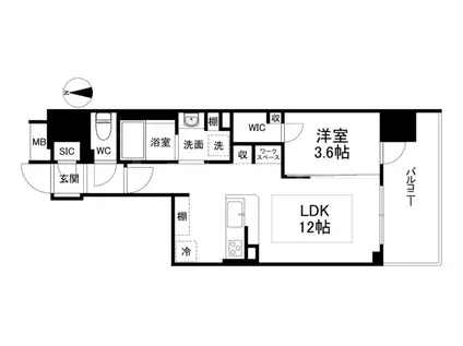 アーバネックス新町(1LDK/11階)の間取り写真