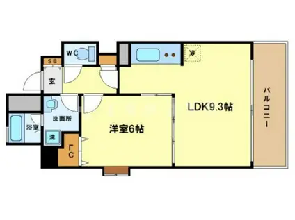 アーデンタワー立売堀(1LDK/3階)の間取り写真