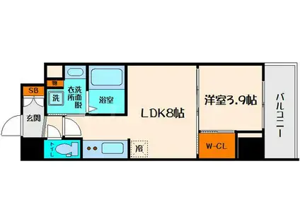 コンフォリア江坂(1LDK/8階)の間取り写真