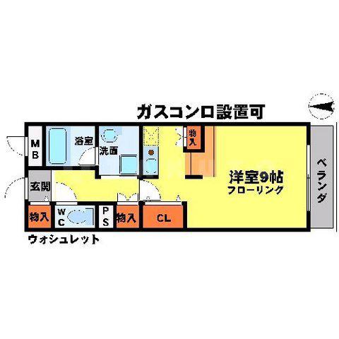 北大阪急行南北線 緑地公園駅 徒歩7分 4階建 築33年(1K/4階)の間取り写真