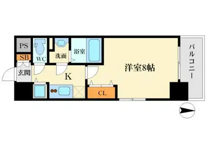 エストーネ江坂(1K/7階)の間取り写真