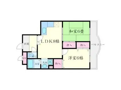 プランドール東豊中2(2LDK/6階)の間取り写真