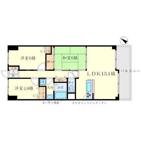 コスモ豊中東(3LDK/4階)の間取り写真