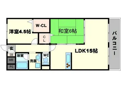 北大阪ハイツ(2LDK/8階)の間取り写真
