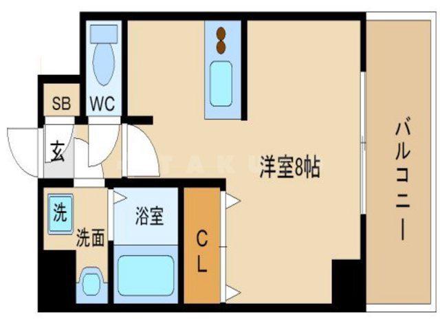 ヴァンスタージュ大阪城イースト(ワンルーム/2階)の間取り写真