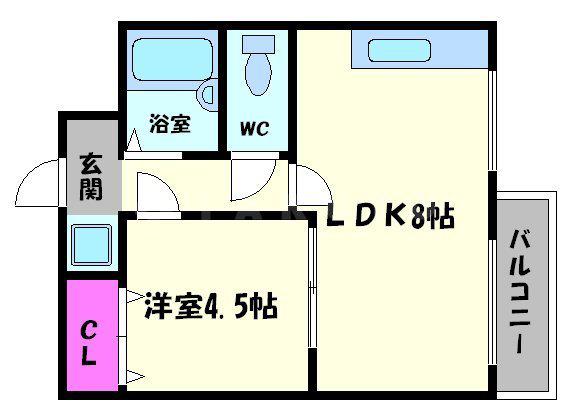 エルパラッツオ京橋(1LDK/5階)の間取り写真