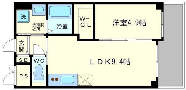 ノルデンハイム江坂Ⅱ(1LDK/11階)の間取り写真
