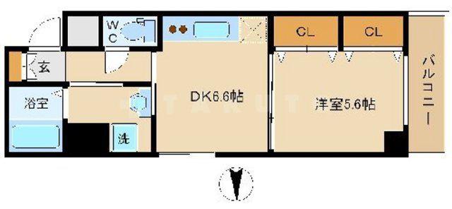 CITYSPIRE鶴見(1DK/6階)の間取り写真