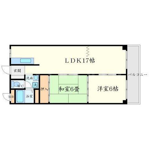 コーポ赤阪(2LDK/3階)の間取り写真