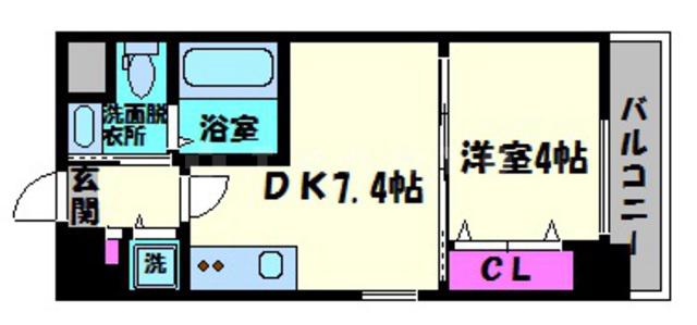 LA CASA京橋(1DK/1階)の間取り写真