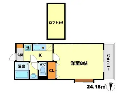 カルム香川3(1K/3階)の間取り写真